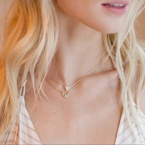 14k Gold Dainty Triangle Opal Necklace